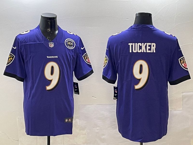Men Baltimore Ravens #9 Tucker Purple Second generation 2024 Nike Limited NFL Jersey style 2->los angeles lakers->NBA Jersey